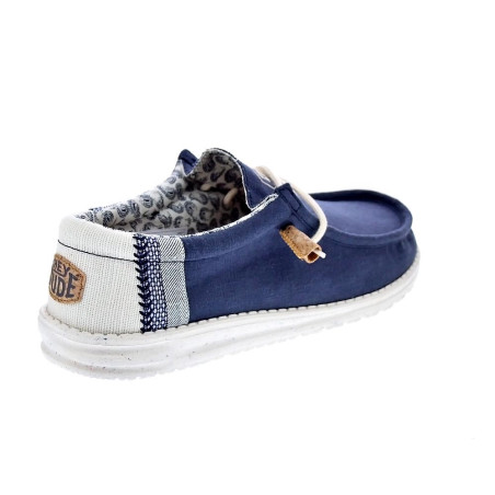 Mocasines Hey Dude zapatos Hombre modelo Wally Linen Natural Azul Elástico