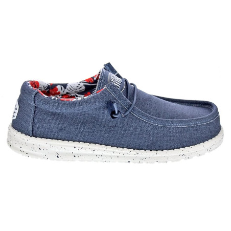 Mocasines Hey Dude zapatos Hombre modelo Wally Stretch Canvas Azul 