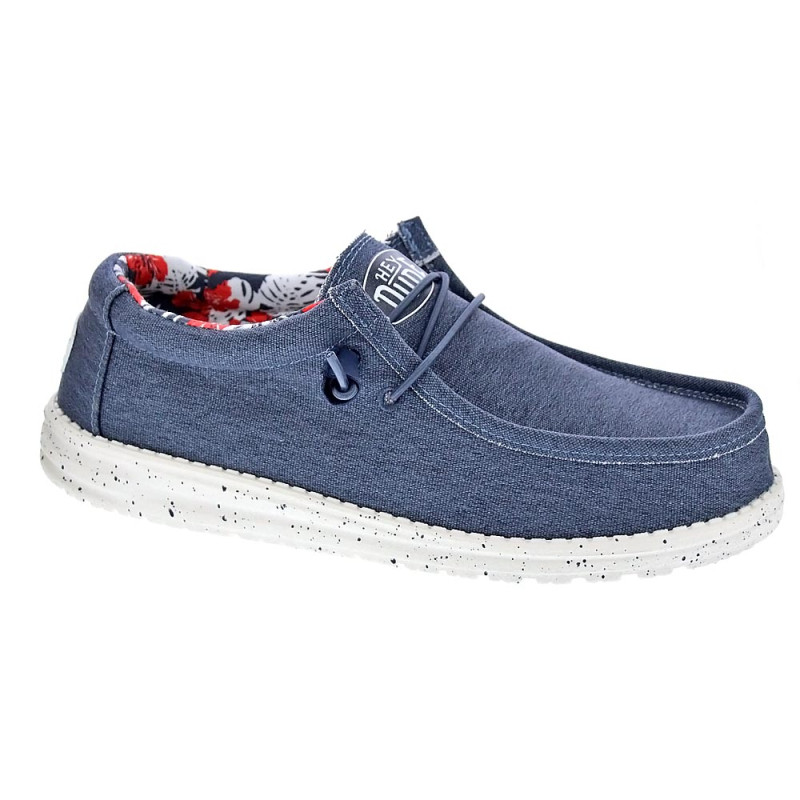 Mocasines Hey Dude zapatos Hombre modelo Wally Stretch Canvas Azul 