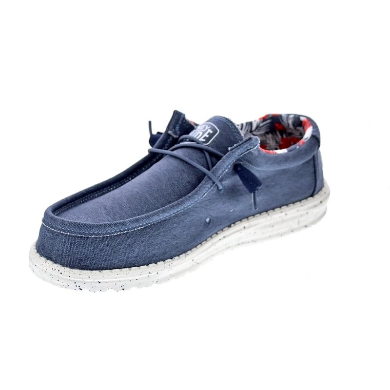 Mocasines Hey Dude zapatos Hombre modelo Wally Stretch Canvas Azul 