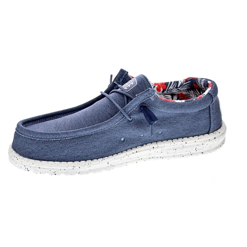 Mocasines Hey Dude zapatos Hombre modelo Wally Stretch Canvas Azul 