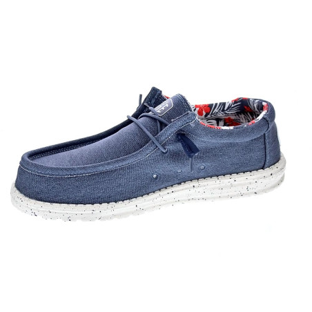 Mocasines Hey Dude zapatos Hombre modelo Wally Stretch Canvas Azul 