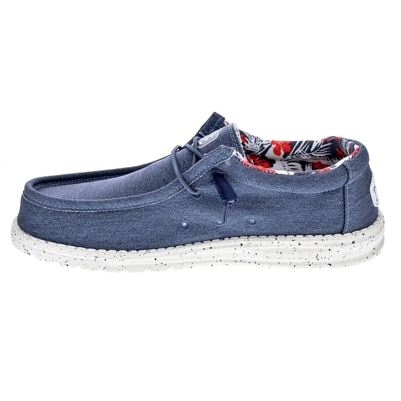 Mocasines Hey Dude zapatos Hombre modelo Wally Stretch Canvas Azul 