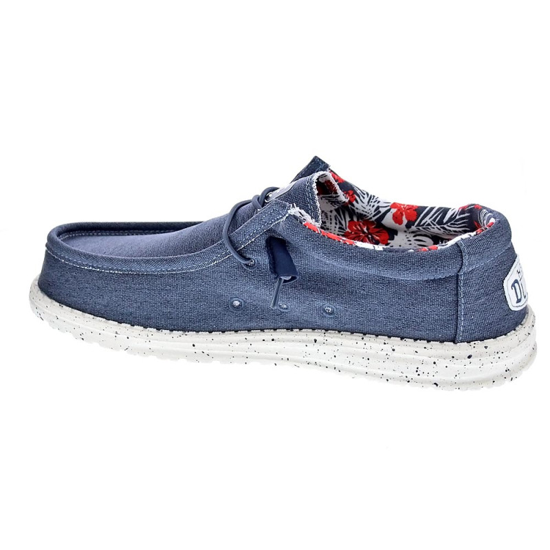 Mocasines Hey Dude zapatos Hombre modelo Wally Stretch Canvas Azul 