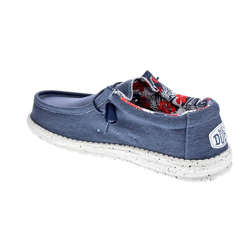 Mocasines Hey Dude zapatos Hombre modelo Wally Stretch Canvas Azul 
