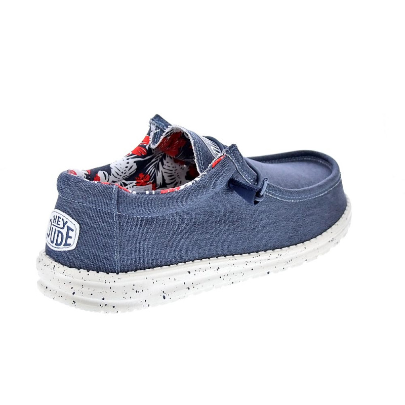 Mocasines Hey Dude zapatos Hombre modelo Wally Stretch Canvas Azul 