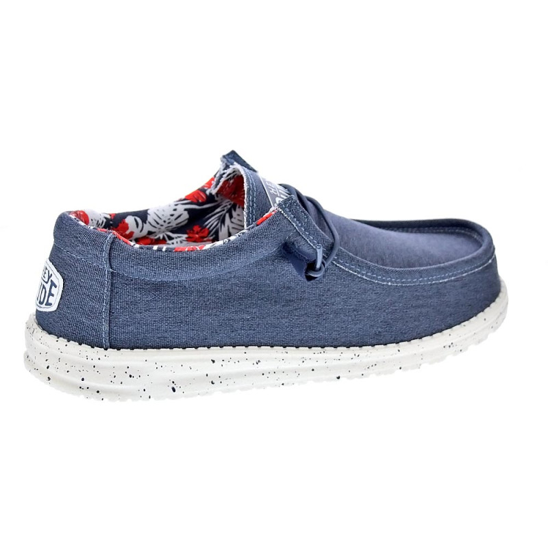Mocasines Hey Dude zapatos Hombre modelo Wally Stretch Canvas Azul 
