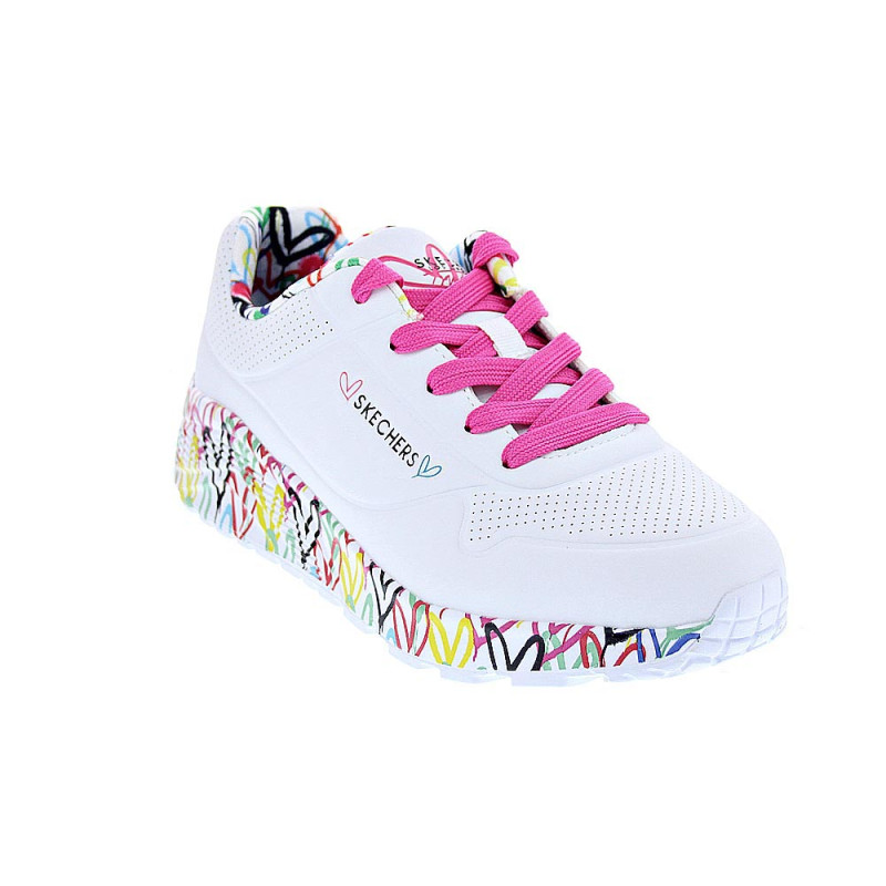 Zapatillas Skechers zapatos Niña modelo Uno Lite Blanco Cordón