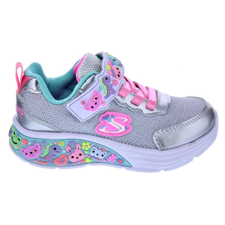 Zapatillas Skechers zapatos Niña modelo My Dreamers Plata Velcro