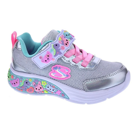 Zapatillas Skechers zapatos Niña modelo My Dreamers Plata Velcro