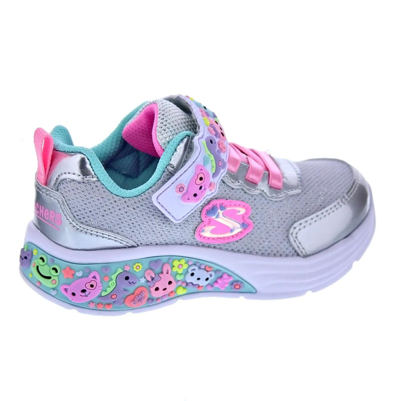 Zapatillas Skechers zapatos Niña modelo My Dreamers Plata Velcro