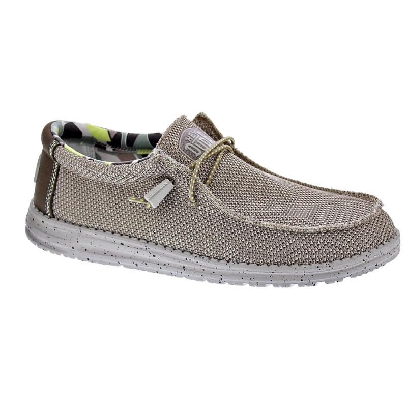 Mocasines Hey Dude zapatos Hombre modelo Wally Sox Triple Needle Beige 