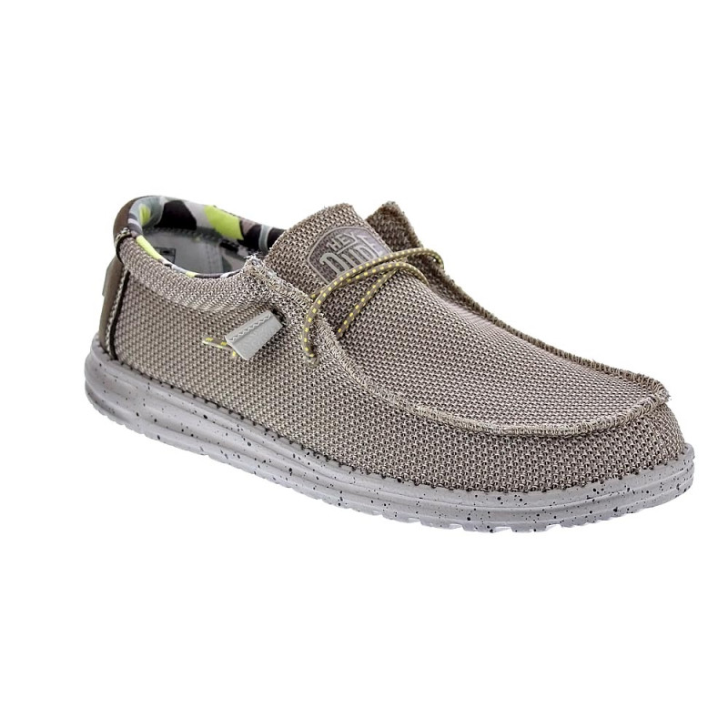 Mocasines Hey Dude zapatos Hombre modelo Wally Sox Triple Needle Beige 