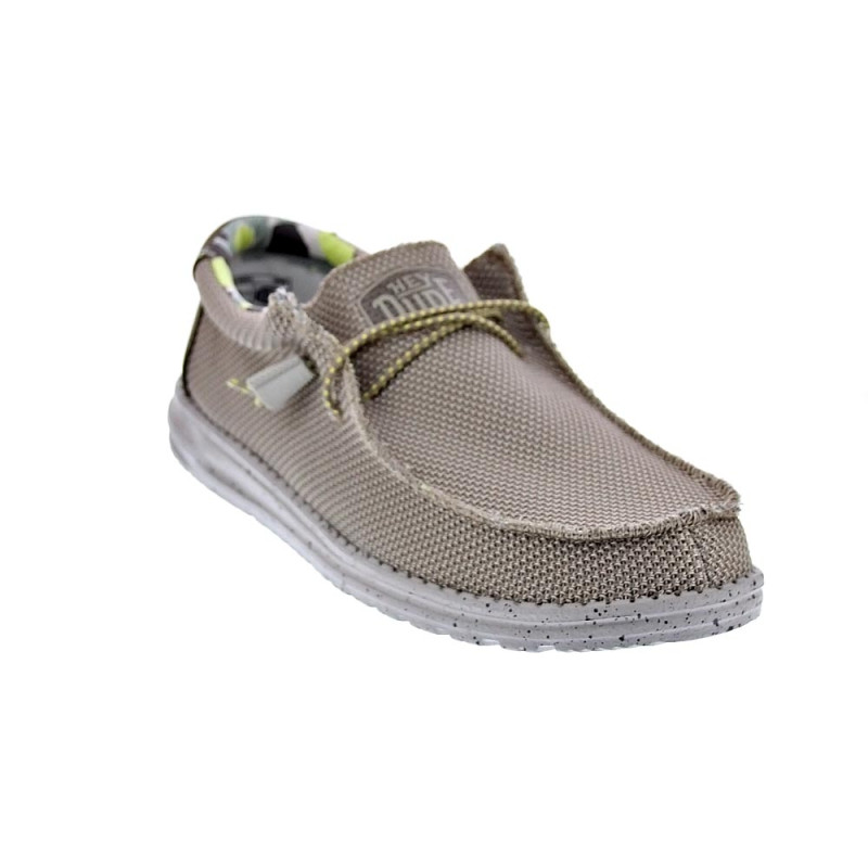 Mocasines Hey Dude zapatos Hombre modelo Wally Sox Triple Needle Beige 