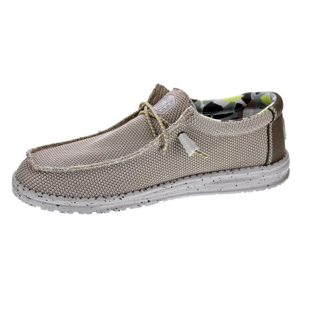 Mocasines Hey Dude zapatos Hombre modelo Wally Sox Triple Needle Beige 