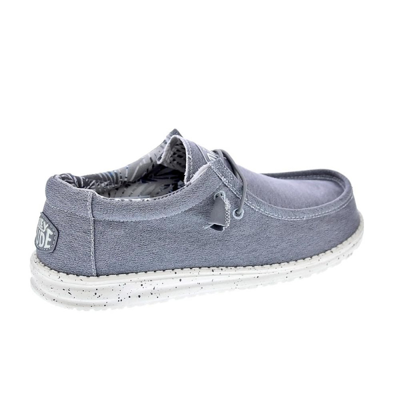 Mocasines Hey Dude zapatos Hombre modelo Wally Stretch Canvas Gris 