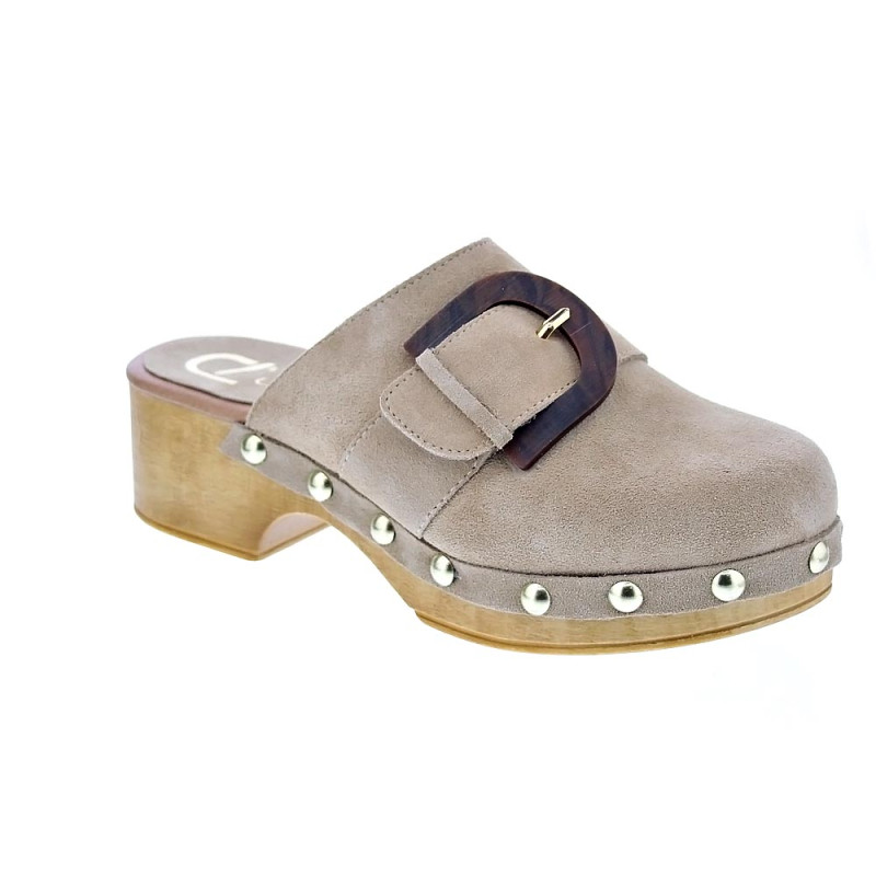 Zuecos Claudia zapatos Mujer modelo Saura Beige 