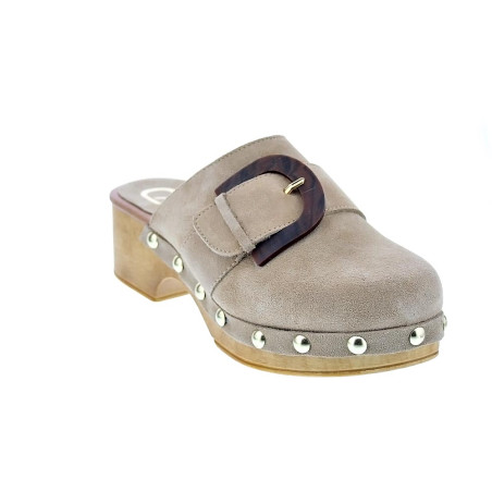 Zuecos Claudia zapatos Mujer modelo Saura Beige 