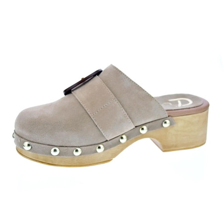 Zuecos Claudia zapatos Mujer modelo Saura Beige 
