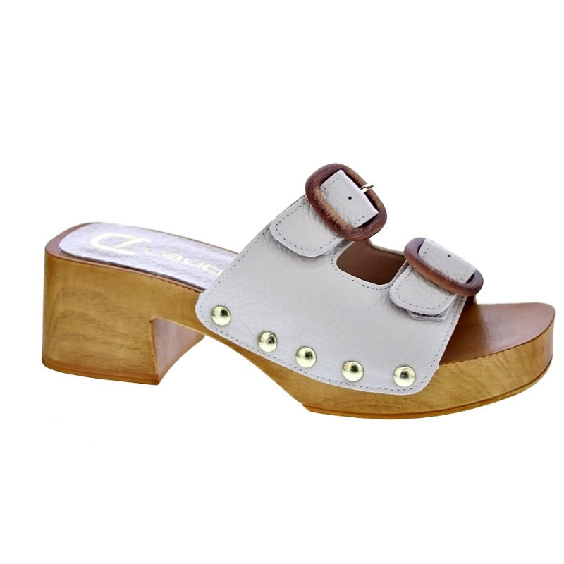 Zuecos Claudia zapatos Mujer modelo Idala Beige 