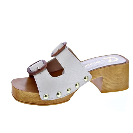 Zuecos Claudia zapatos Mujer modelo Idala Beige 