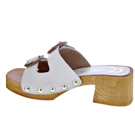 Zuecos Claudia zapatos Mujer modelo Idala Beige 