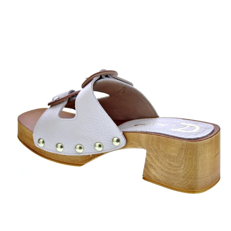 Zuecos Claudia zapatos Mujer modelo Idala Beige 