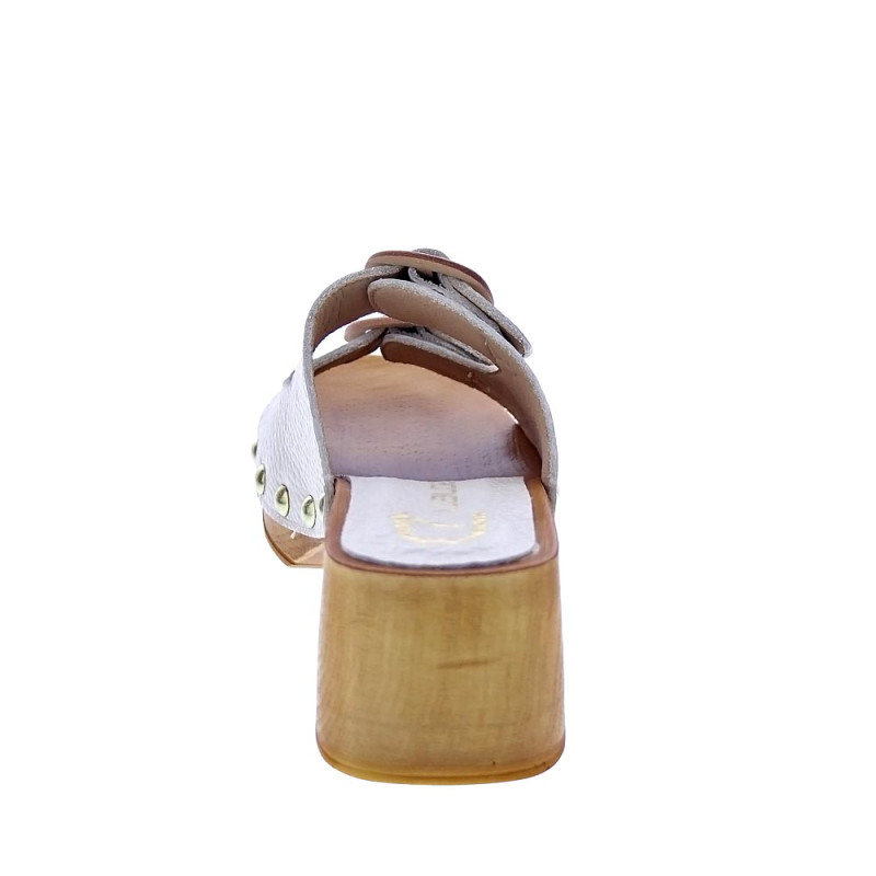 Zuecos Claudia zapatos Mujer modelo Idala Beige 