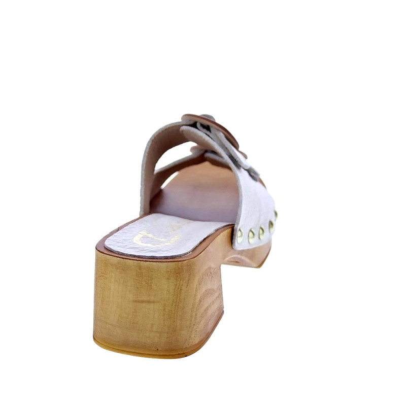 Zuecos Claudia zapatos Mujer modelo Idala Beige 