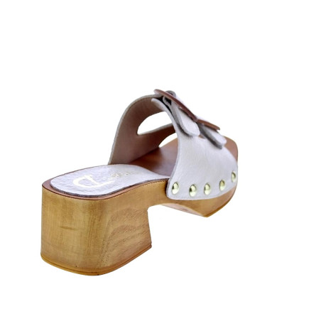 Zuecos Claudia zapatos Mujer modelo Idala Beige 