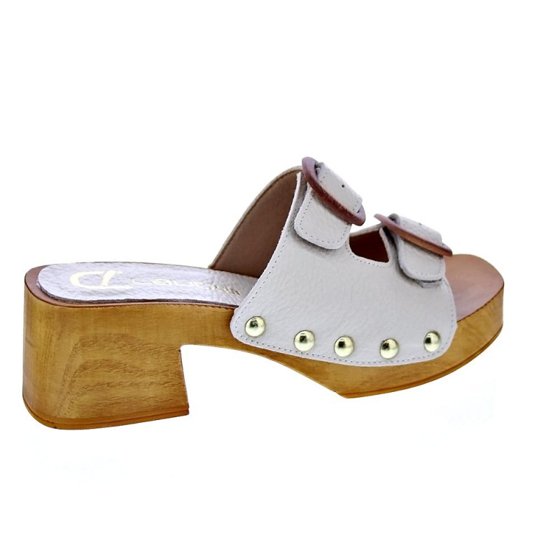 Zuecos Claudia zapatos Mujer modelo Idala Beige 