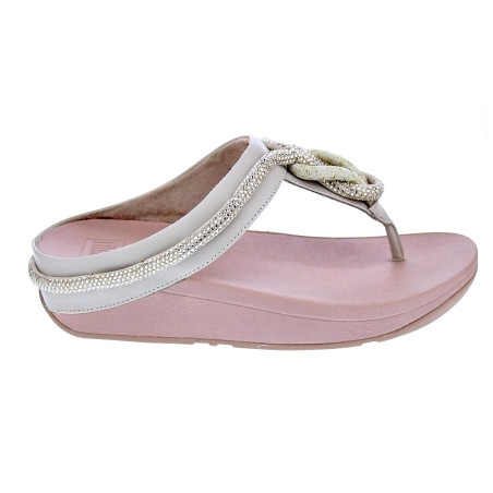 Sandalias FitFlop zapatos Mujer modelo Fino Crystal Toe Beige 