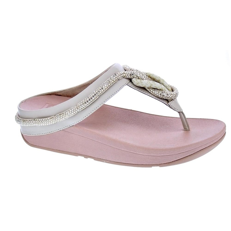 Sandalias FitFlop zapatos Mujer modelo Fino Crystal Toe Beige 