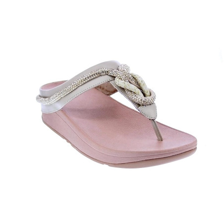 Sandalias FitFlop zapatos Mujer modelo Fino Crystal Toe Beige 