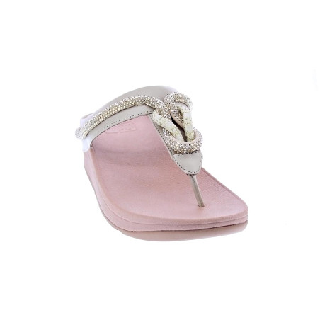 Sandalias FitFlop zapatos Mujer modelo Fino Crystal Toe Beige 