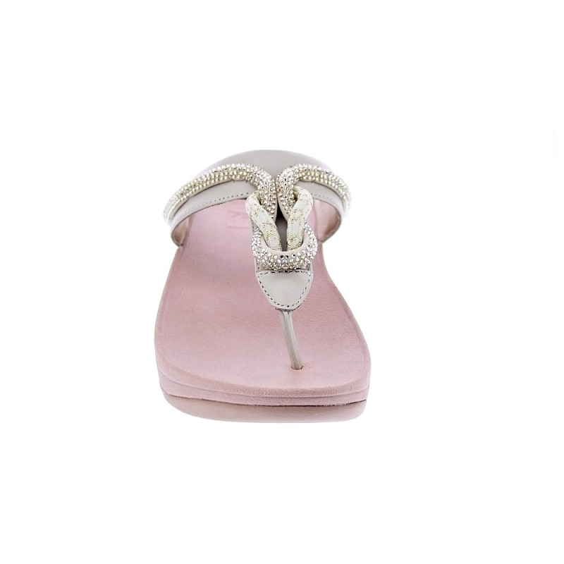 Sandalias FitFlop zapatos Mujer modelo Fino Crystal Toe Beige 