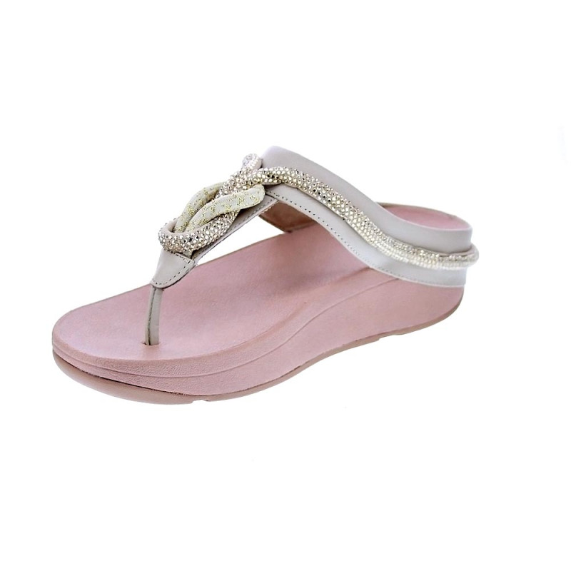 Sandalias FitFlop zapatos Mujer modelo Fino Crystal Toe Beige 