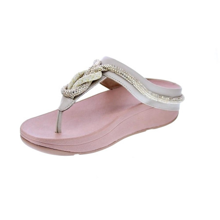 Sandalias FitFlop zapatos Mujer modelo Fino Crystal Toe Beige 