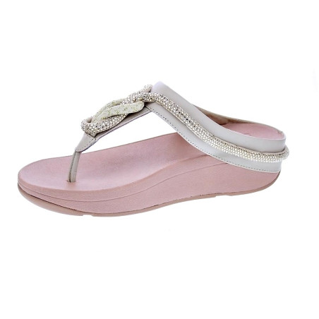 Sandalias FitFlop zapatos Mujer modelo Fino Crystal Toe Beige 