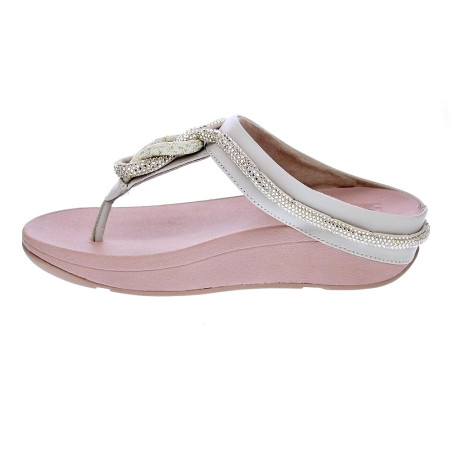 Sandalias FitFlop zapatos Mujer modelo Fino Crystal Toe Beige 