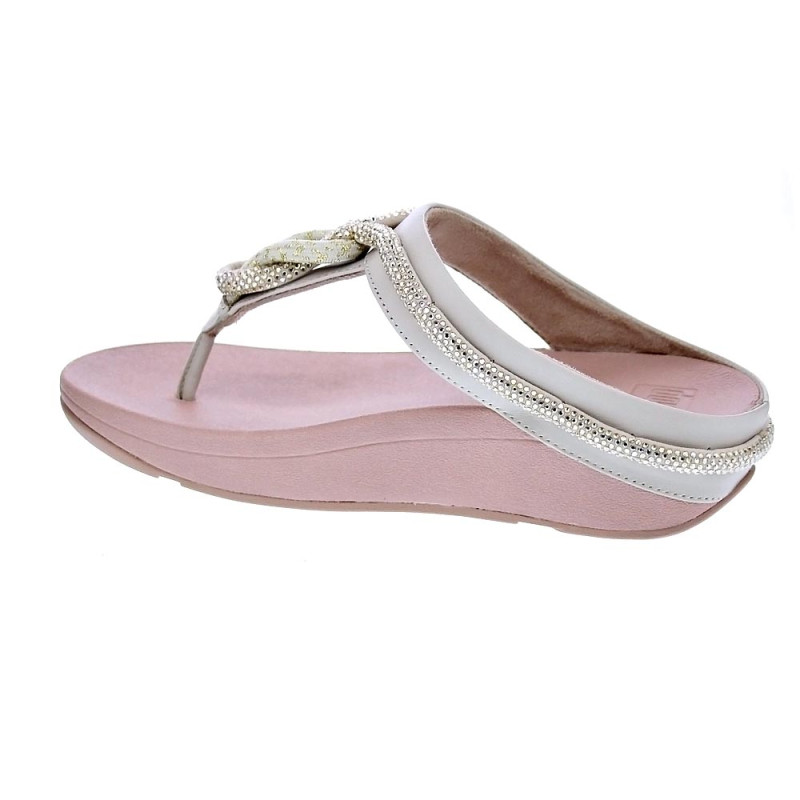Sandalias FitFlop zapatos Mujer modelo Fino Crystal Toe Beige 