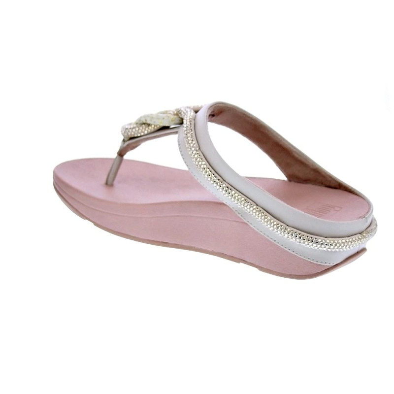Sandalias FitFlop zapatos Mujer modelo Fino Crystal Toe Beige 