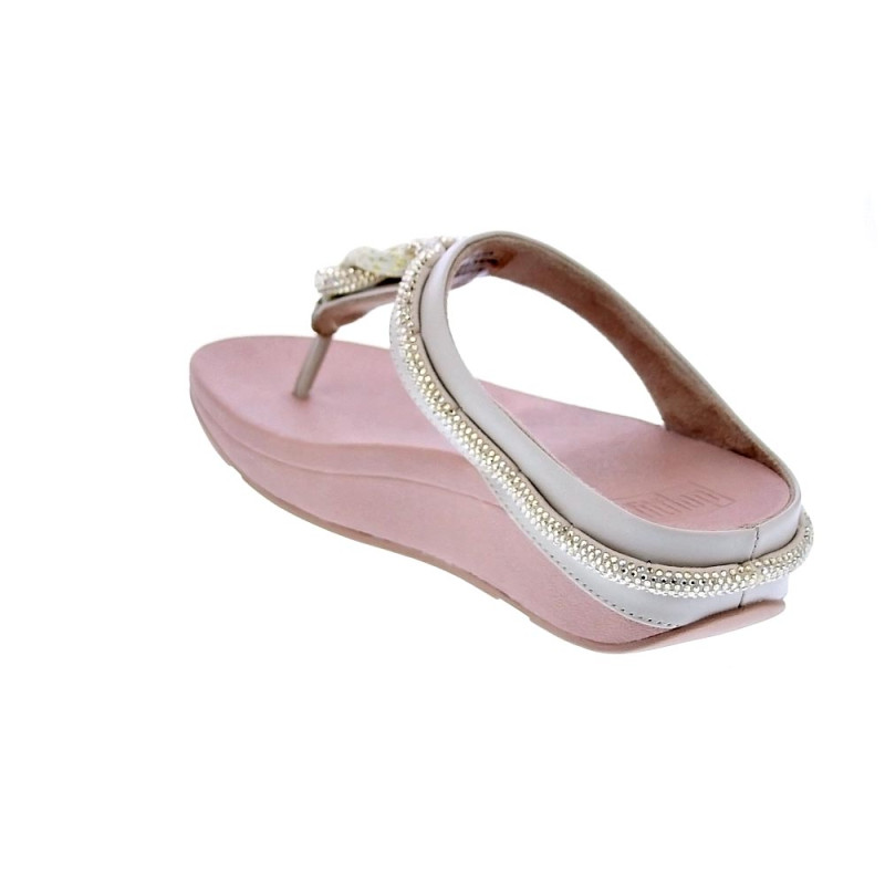 Sandalias FitFlop zapatos Mujer modelo Fino Crystal Toe Beige 
