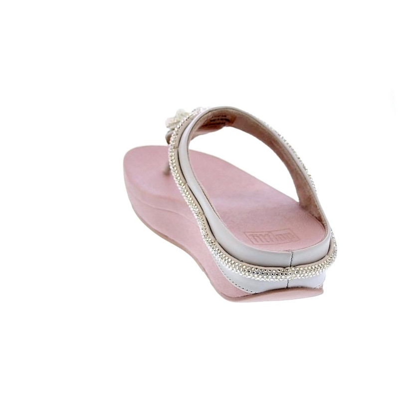 Sandalias FitFlop zapatos Mujer modelo Fino Crystal Toe Beige 