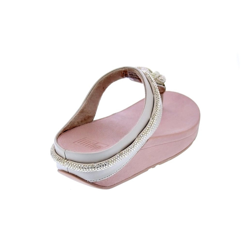 Sandalias FitFlop zapatos Mujer modelo Fino Crystal Toe Beige 