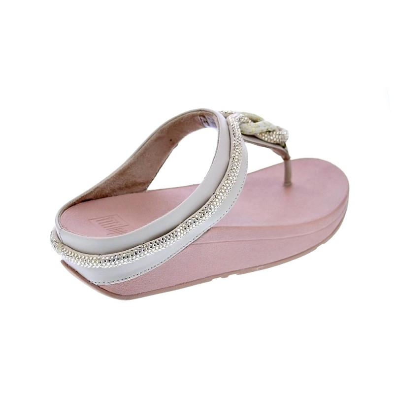 Sandalias FitFlop zapatos Mujer modelo Fino Crystal Toe Beige 