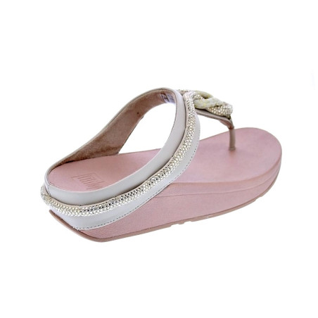 Sandalias FitFlop zapatos Mujer modelo Fino Crystal Toe Beige 