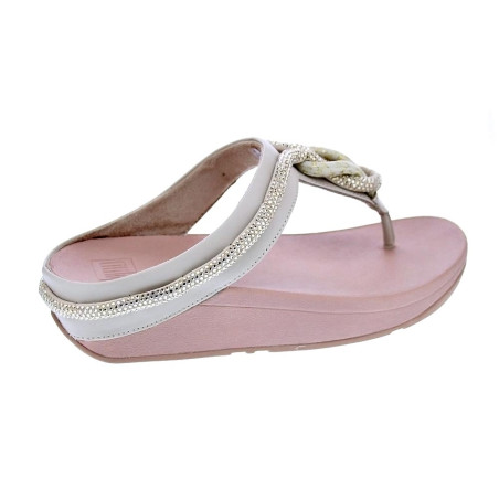 Sandalias FitFlop zapatos Mujer modelo Fino Crystal Toe Beige 