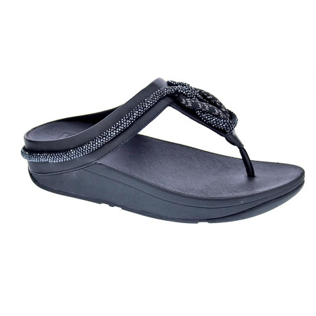 Sandalias FitFlop zapatos Mujer modelo Fino Crystal Toe Negro 