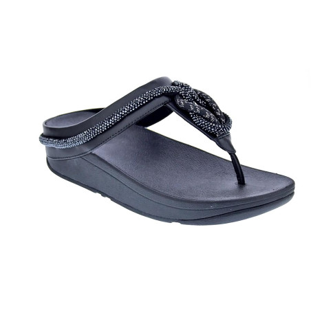 Sandalias FitFlop zapatos Mujer modelo Fino Crystal Toe Negro 